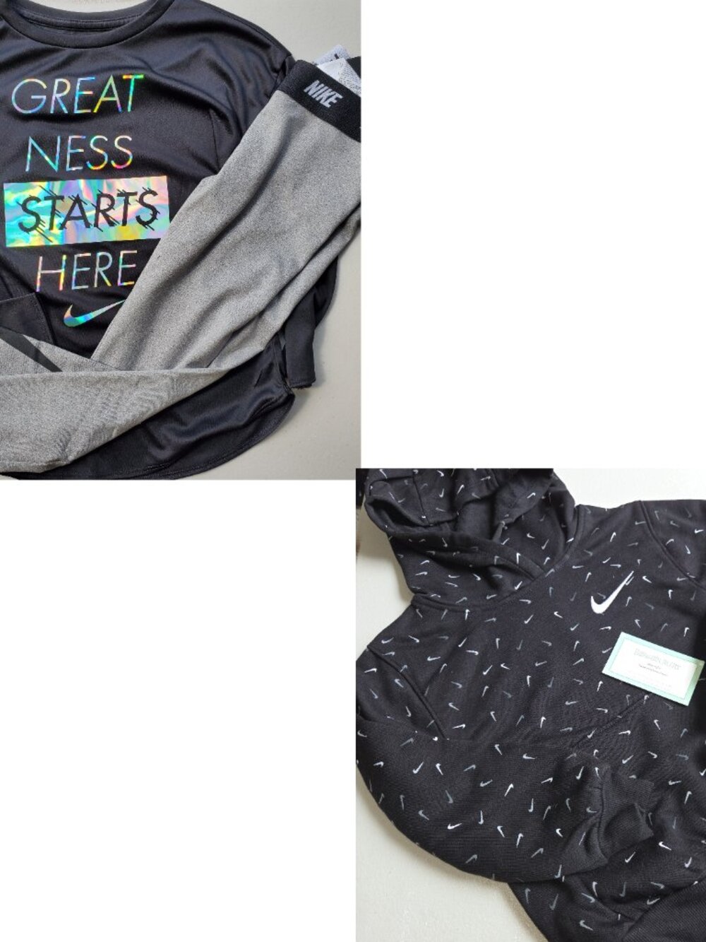 Nike Girls Size 6X Hoodie ~ Dri-fit Leggings & Top ~ Black Gray ~ New w/ Tag
